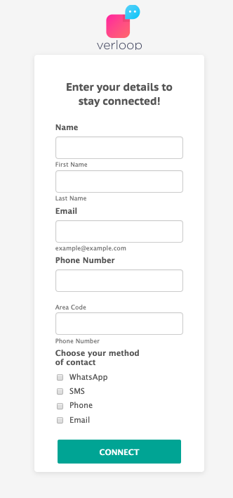 Form for WhatsApp opt-in