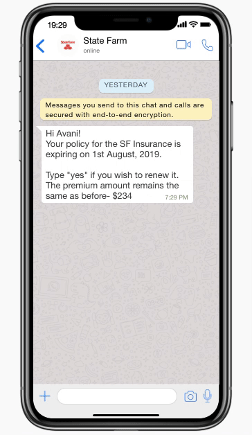 WhatsApp chatbot applications for insurance 